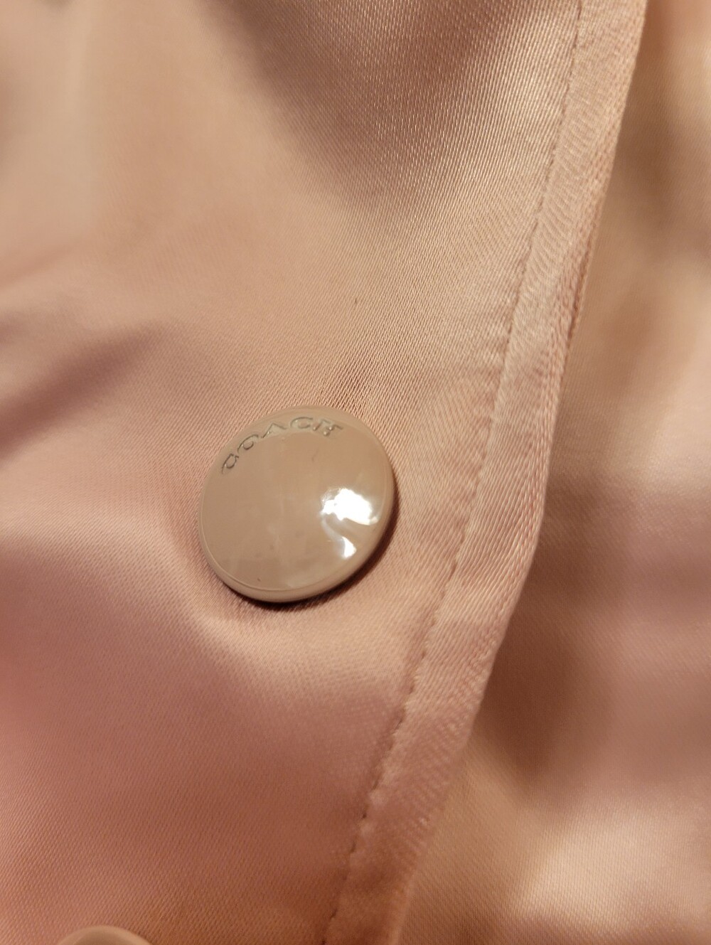 Coach Pink Satin Varsity Jacket with Cream Sleeves and Rainbow Trim - Picture 8 of 10